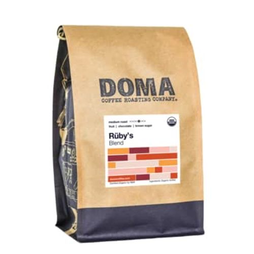 Doma Coffee "Ruby's Organic Espresso" Medium Roasted Fair Trade Organic Whole Bean Coffee - 2 Pound Bag