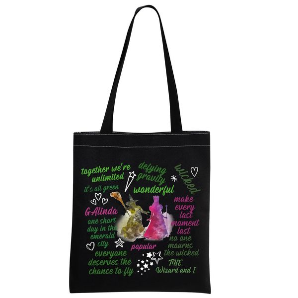 Wicked Tote Bag Wicked Musical Tote Wicked Musical Merch Wicked Zitat Wicked Fans Geschenk, Wicked Black Tote