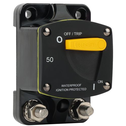 GLOSO Circuit Breaker Switches Manual Reset Waterproof Audio Radio Solar System Boat Truck Marine Automotive Stud 5/16“ Surface Mount 50A