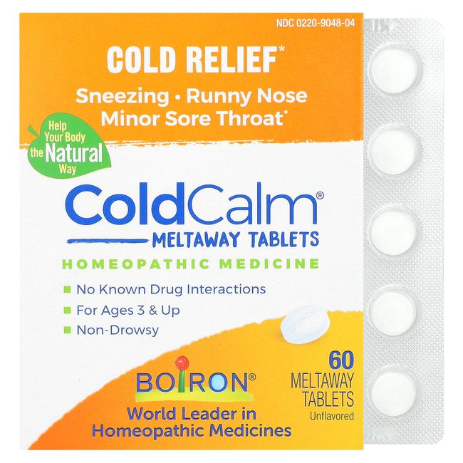 ColdCalm, Cold Relief, For Ages 3 & Up, Unflavored, 60 Meltaway Tablets