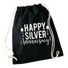 Flox Creative Black Drawstring Bag Silver Anniversary
