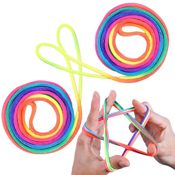 2 Pcs Fingertwist,Fadenspiel,Fingerspiele Kinder,Fingertwist Kinder Mit Anleitung,Flexibles Fadenspiele Für Kinder,Rainbow Rope,Ideal Als Kleines Geschenk, Mitgebsel Und Für Den Schulhof,Länge 160cm