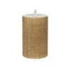 Remote Ready With Built-In Timer Ivory Burlap 3 x 5 Wax LED Pillar Candle