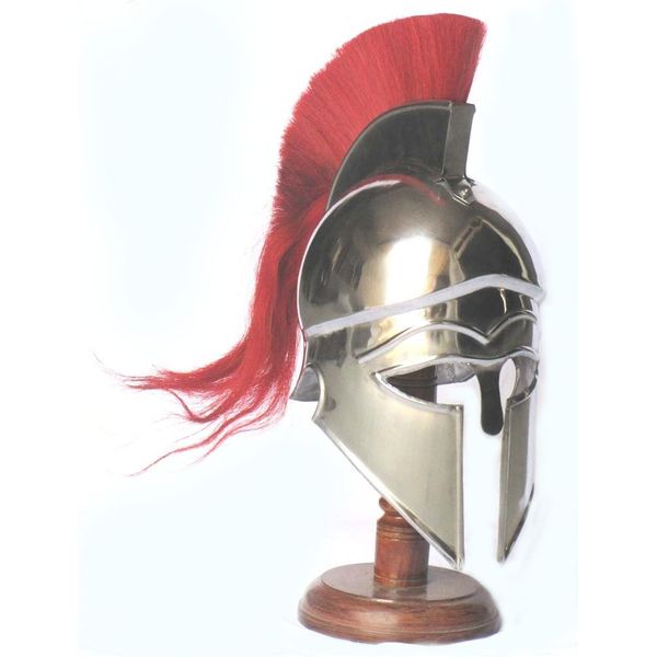 Medieval Greek Corinthian Armour Helmet with Red Plume Knight Spartan Helmet Replica