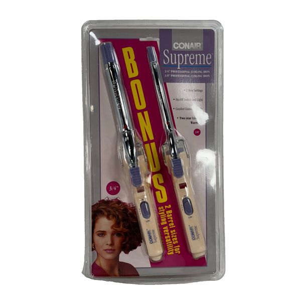 Vintage 1992 Conair Supreme Curling Iron Set of 2 New Old Stock