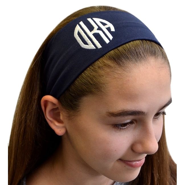 Funny Girl Designs Personalized Monogrammed Circle Initial Cotton Stretch Headband