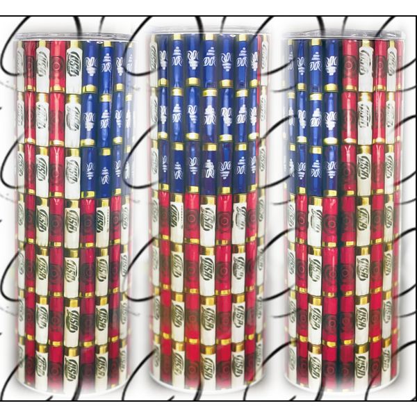 Shotgun Shells American Flag 20oz Skinny Tumbler