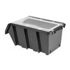 10 x Stacking Box with Lid, Workshop, Stacking Box, Sorting Box, 100 x 155 x 70 cm, Black, Stackable Plastic Storage Boxes
