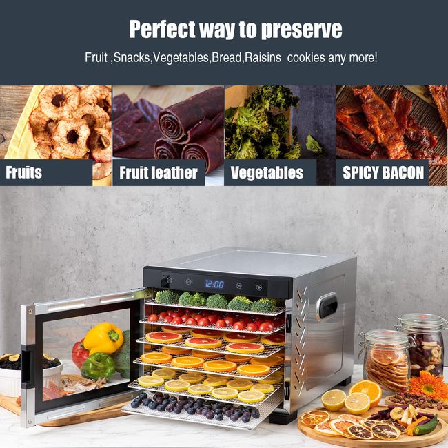 5-Tray Black Food Dehydrator Machine for Fruits, Vegetables with Adjustable  Temperature Control and Recipe Book