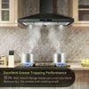 30in Wall Mount Range Hood 3-Speed Touch Control 350CFM Kitchen Black LED Light