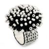 Avalaya Black & White Glass Floral Stretch Ring