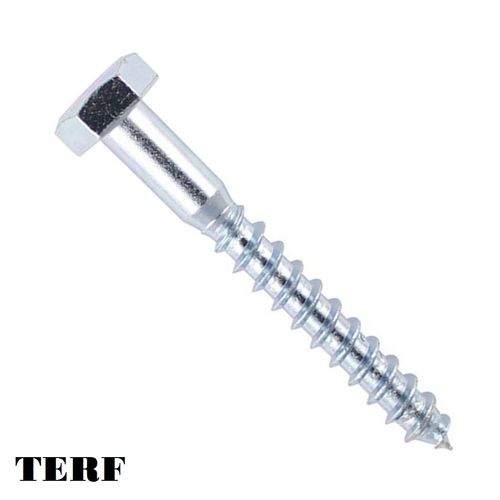 TERF® M10 X 200mm Coach Screws Hex Head M10 (10mm) X 200mm Wood Masonry Brick Concrete Wall Fixing Lag Screw Bolts for Aerial Satellite Dish TV Bracket Fence Shelves Mounting Decking - Pack of 5