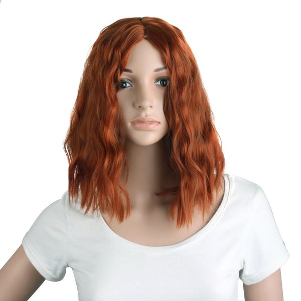 MapofBeauty 14"/35cm Sexy Charms Side Bangs Women Short Small Curly Cosplay And Daily Use Wigs (Red Bronze)