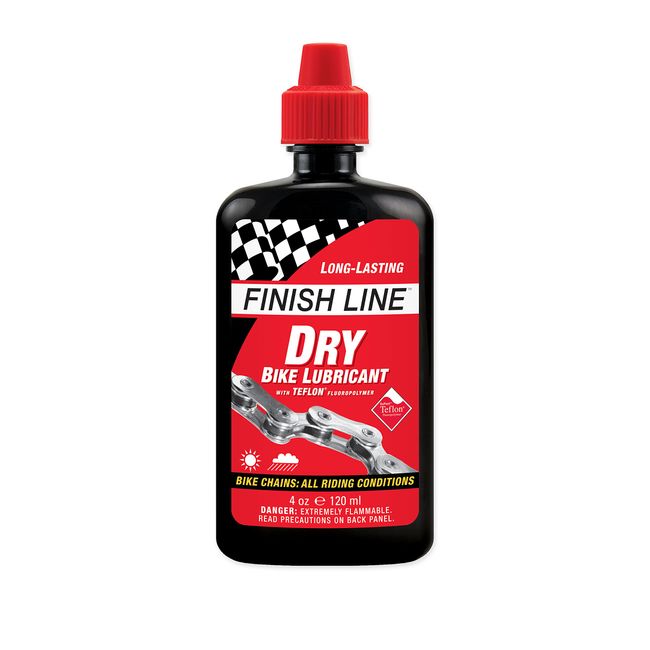 Finish Line DRY Teflon Bicycle Chain Lube, 4-Ounce Drip Squeeze Bottle