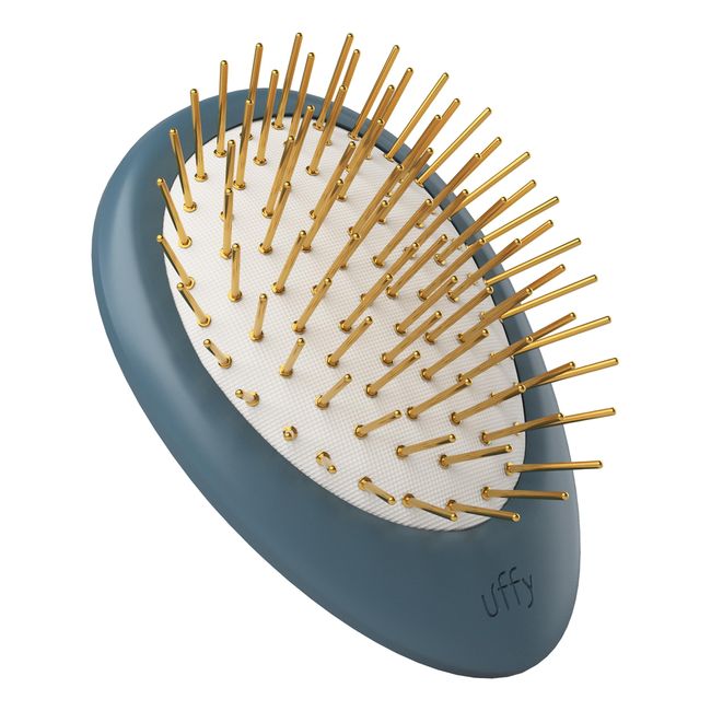 Uffy 24K Gold Plated Detangling Hair Brush - Ergonomic Scalp Massager for Dandruff & Hair Growth - Ideal Gift for The Special Her in Turquoise Blue