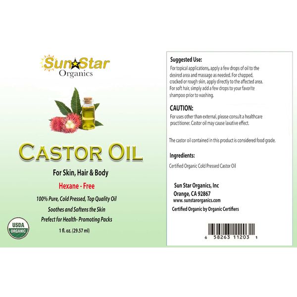 Sun Star Organics 100% Organic Castor Oil Drops 2Pack