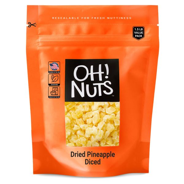 Dried Pineapple | 1.5 LB - Dried Fruit Diced | Less Sugar Added | Dehydrated Fruit Bites | Packed in New York Zip-Seal Bag for Exceptional Freshness by Oh Nuts