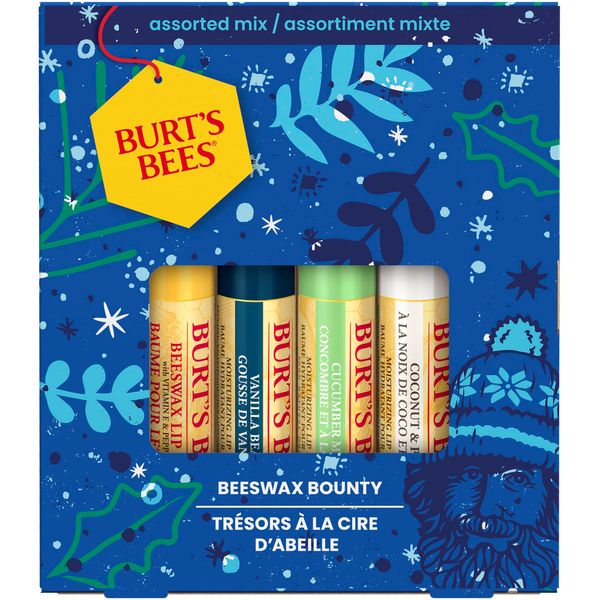 Burt's Bees Lip Balm Gift Set, Beeswax, Vanilla Bean, Cucumber Mint, Coconut & Pear, Lip Balm Multipack, 4x4.25g