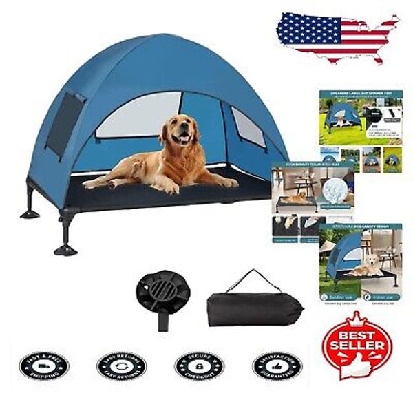 Portable Raised Dog Bed with Removable Shade Canopy – Ideal for Camping & Home