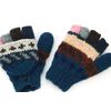 LOUDelephant Hand Knitted Wool Shooter Gloves - Stripe Navy Pink Pattern