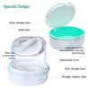 Dentures Case, Denture Cup Denture Bath Box Double Layer Dry and Wet Separation Portable False Teeth Container, Denture Cups for Soaking Dentures for Cleaning Household Office Travel(White)