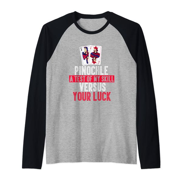 Pinochle Card Game Gamer Player Trick-Taking Raglan Baseball Tee