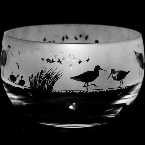 ANIMO GLASS Wading Birds Small Crystal Bowl
