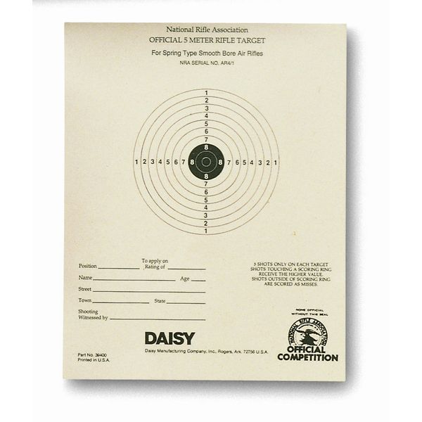 Daisy Official NRA 5-Meter BB Gun Targets, 6.75x5.38, 50ct