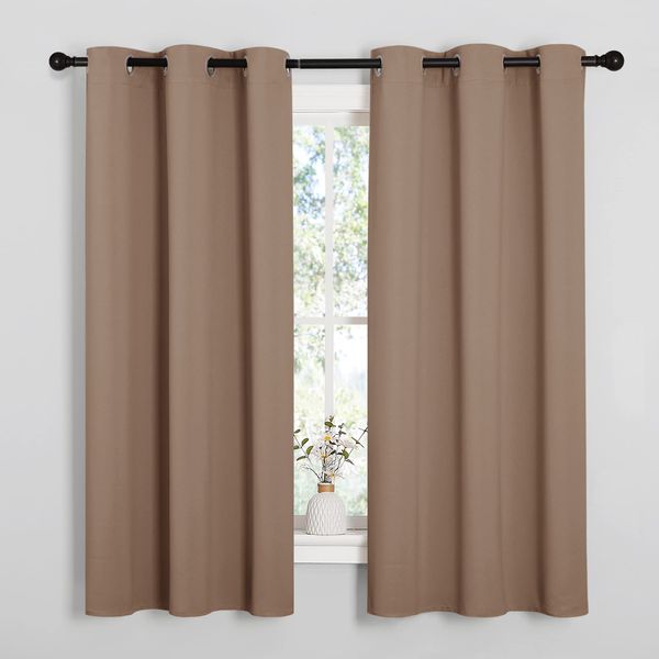 NICETOWN Window Treatment Thermal Insulated Solid Grommet Blackout Curtains/Drapes for Bedroom (Set of 2 Panels, 42 by 63 Inch, Cappuccino)