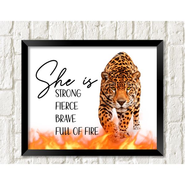 She is Strong, Fierce, Brave LEOPARD Suicide Awareness UNFRAMED Wall Art Print