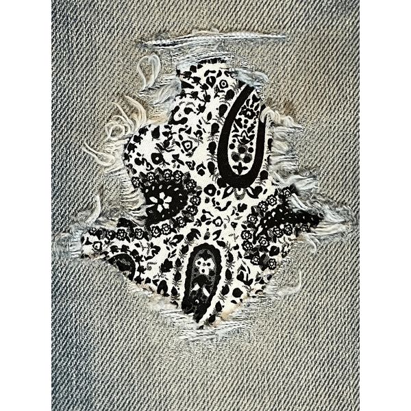 Perfect Paisley Peek-A-Boo Iron On Patches by HoleyPatches (Black & White, 4" x 4")