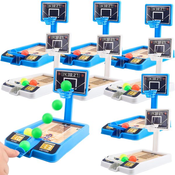 8 Pack Tabletop Basketball Game Mini Basketball Game Desktop Basketball Toys for Kids Toys Girls Party Favors Classroom Prizes, 2 Colors