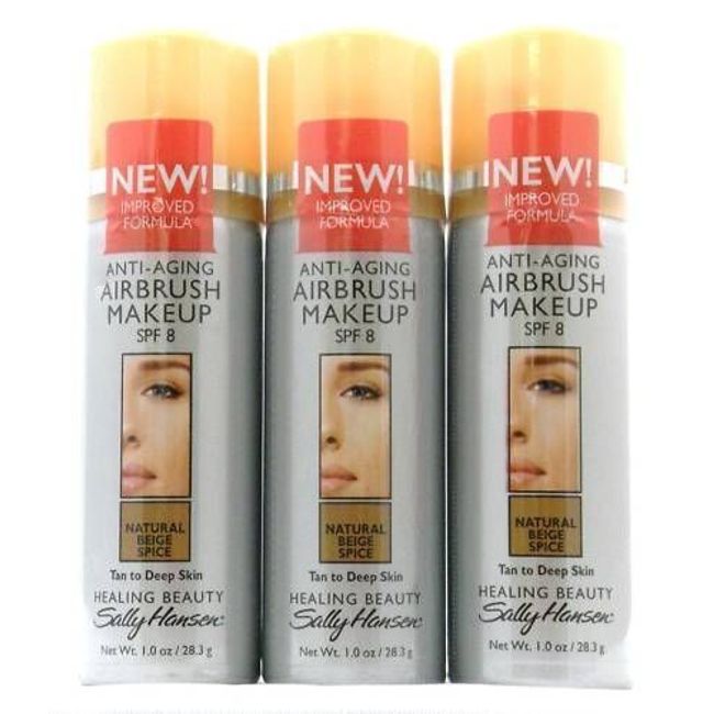 3 Sally Hansen Anti Aging Airbrush Makeup - Natural Beige Spice Tan/Deep 1  Oz