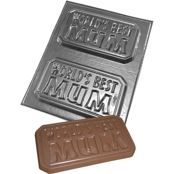 dennycraftmoulds.co.uk Worlds Best Mum Chocolate Bar Moulds Reusable Plastic Molds Make 100g Bars, Transparent (4352)