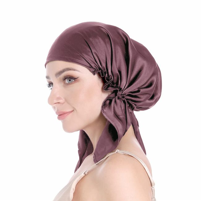 SissiLita 100% Silk Bonnet for Sleeping, Hair Bonnet with Tie Band, Large Silk Sleep Cap for Curly Hair, Silk Hair Wrap for Hair Care