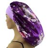 Satin Bonnet Silk Bonnet for Braids Sleeping Long Curly Hair Bonnet Satin Sleep Cap for Women XL Large Satin Sleep Bonnets (X-Large Floral Purple)