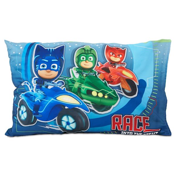 PJ Masks Time to Save The Day 4 Piece Toddler Bedding Set – Includes Comforter, Sheet Set – Fitted and Top + Reversible Pillow for Boys Bed, Blue