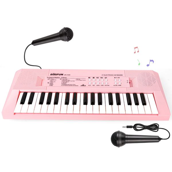 Electronic Piano Keyboard 37 Key Piano for Kids Keyboard Piano with Microphone Learning Musical Toys for 3 4 5 Year Old Boys Girls Birthday Gifts Age 3-5