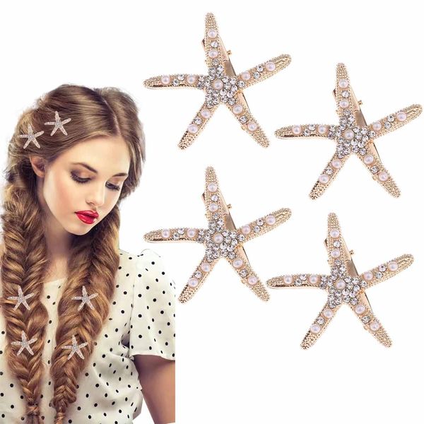 4 Pcs Starfish Hair Clip Bridal Flower Girl Accessories for Wedding