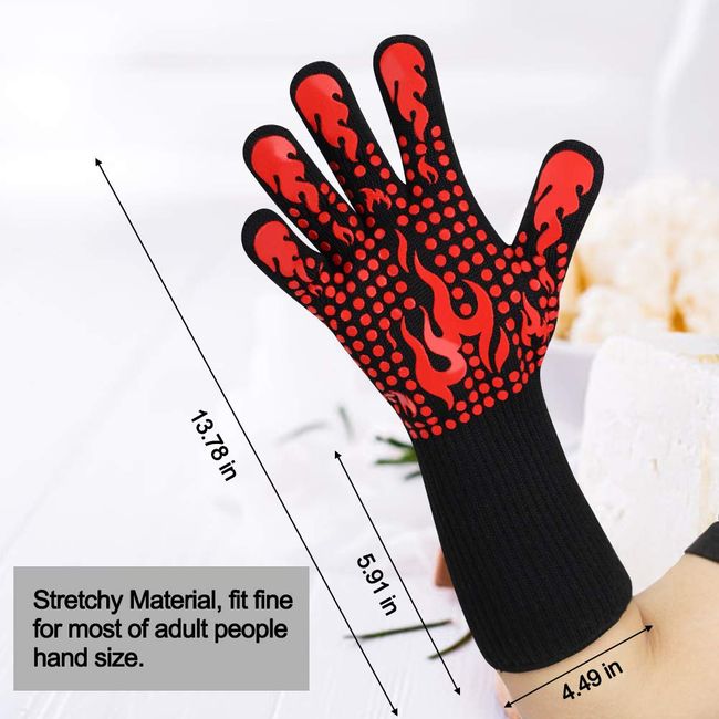 Professional Long Wrist Protect Oven Gloves, Heat Resistant Grill Gloves, Non-Slip Cooking Gloves, Cooking Barbecue Gloves Kitchen Mitts,Cooking