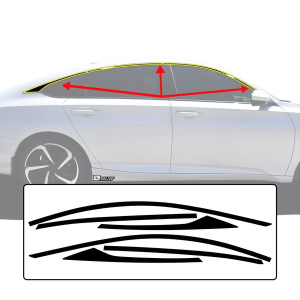 BOGAR TECH DESIGNS Side Window Chrome Delete Overlay Compatible with Honda Accord 2018-2022, Gloss Black