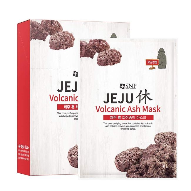 SNP - Jeju Rest Volcanic Ash Korean Face Sheet Mask - Pore Cleansing & Firming for All Oily Skin Types - 10 Sheets Beauty Facial Masks Skincare for Women and Men