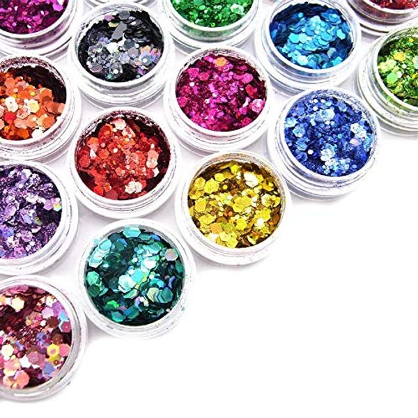 Nail Glitter Hologram Hexagon 24 Color Set