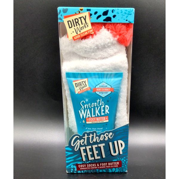 Dirty Works Gift Set Foot Butter & Cozy Socks Get Those Feet Up Mint Extract