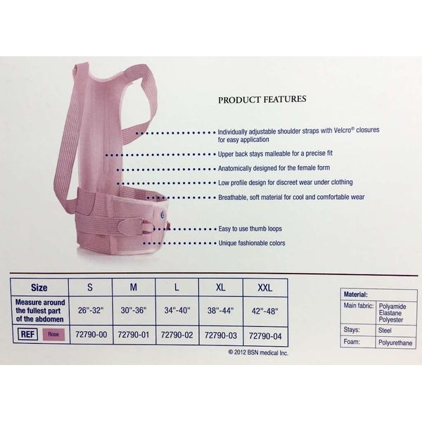 FLA Orthopedics Posture Control Brace for Women, Rose, Large