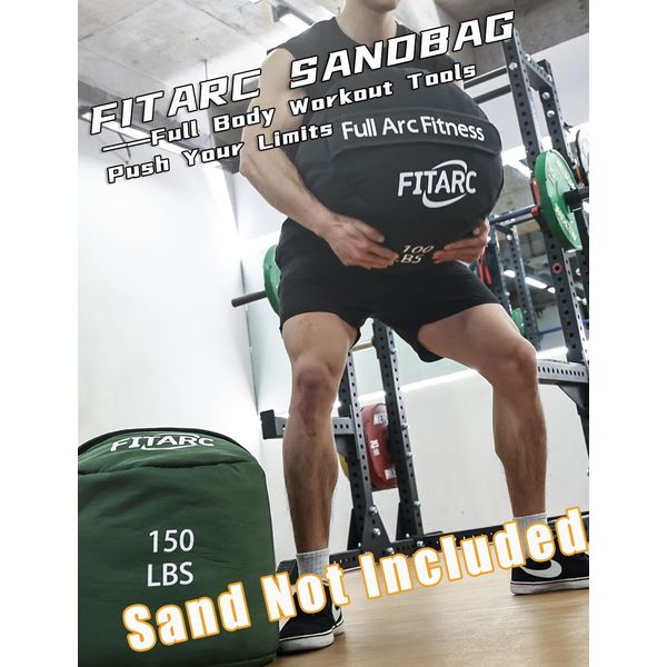 Fitarc Fitness-Sandsack, 90,7 kg, Workout-Sandsack, Sandsack-Training, runder Sandsack, Workout-Tasche, Cross-Training, schwere Sandsäcke, Workout-Ausrüstung, Sand nicht im Lieferumfang enthalten