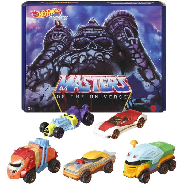 Hot Wheels Masters of The Universe 5-Pack of 1:64 Scale, Collectible Vehicles Inspired by He-Man, Skeletor, Man-at-Arms, Beast Man & Teela, Gift for Collectors, Fans & Kids Ages 3 Years & Older