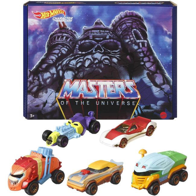 Hot Wheels Masters of The Universe 5-Pack of 1:64 Scale, Collectible Vehicles Inspired by He-Man, Skeletor, Man-at-Arms, Beast Man & Teela, Gift for Collectors, Fans & Kids Ages 3 Years & Older