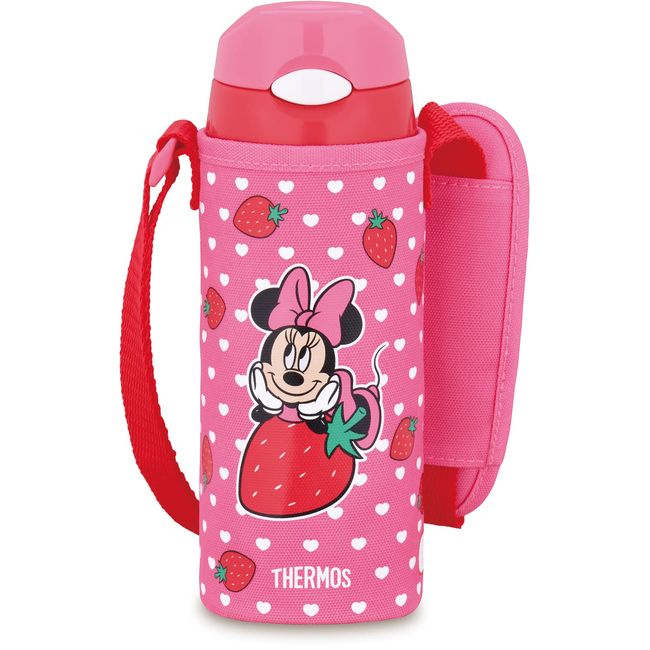 Thermos FHL-403FDS SBP Vacuum Insulated Straw Bottle, 13.5 fl oz (400 ml), Minnie, Strawberry Pink, For Children, For School Commutes, Cold Retention