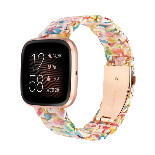 Wearlizer Resin Band Compatible with Fitbit Versa/Versa 2, Lightweight Bracelet Replacement Wristband Strap for Women/Men Smartwatch, Yellow Flower
